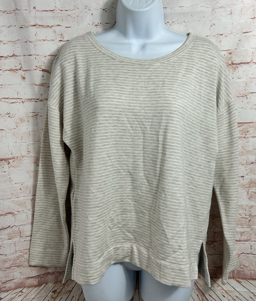 Tommy Bahama Island Soft Sweatshirt Women's Sz Small Gray Striped Pullover Top